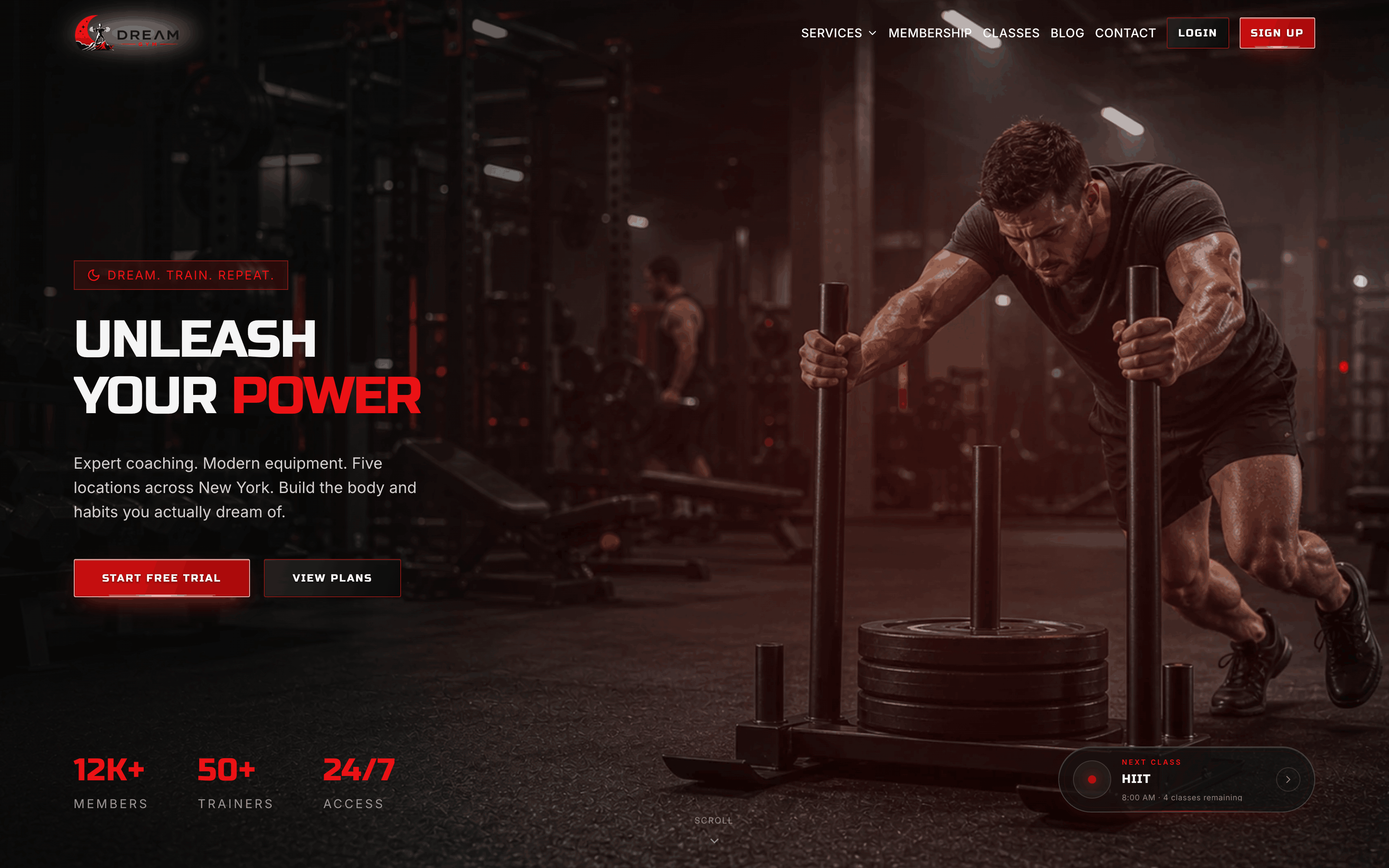 Dream Gym website homepage screenshot