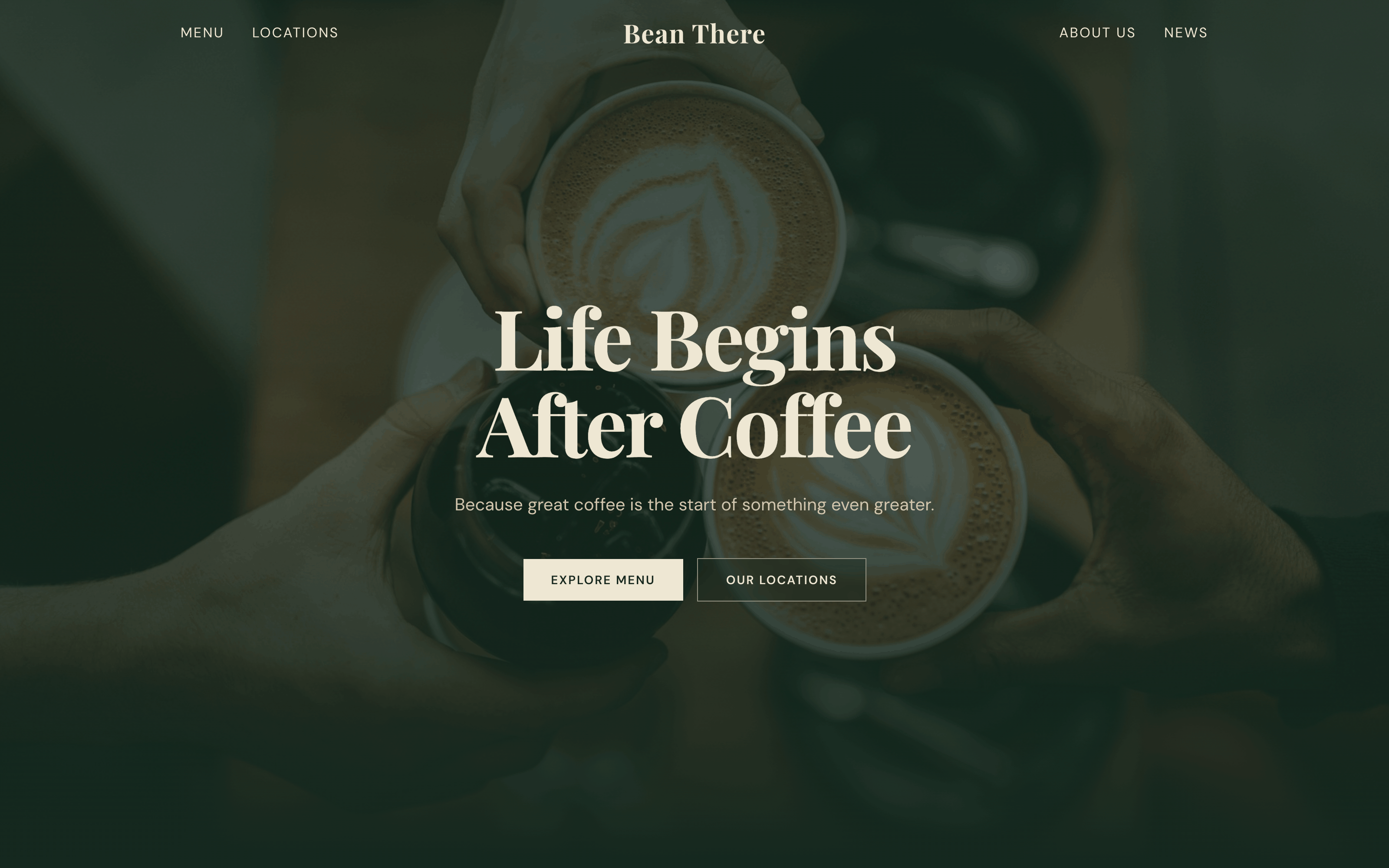 Bean There Coffee Shop website homepage screenshot